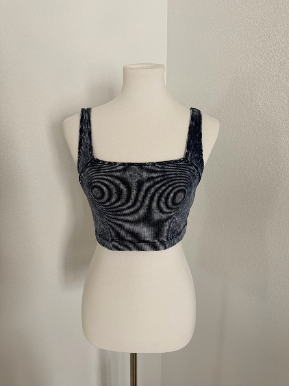 Out From Under Urban Outfitters Blue Acid Wash Ribbed Crop Tank